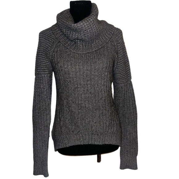 Autumn Cashmere gray Turtleneck Sweater size XS elbow patches - Picture 1 of 4